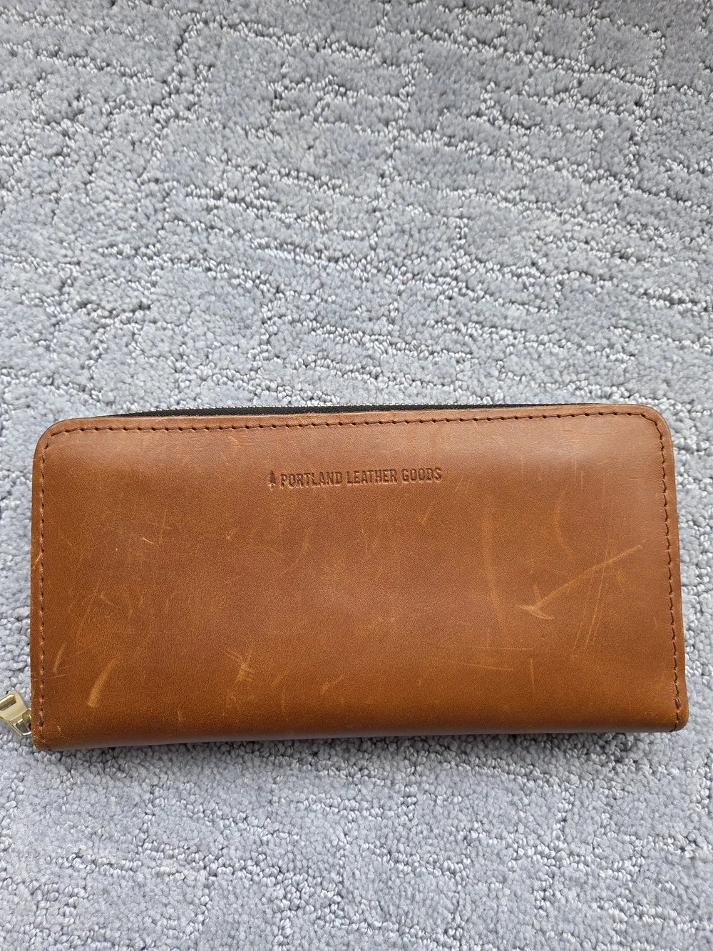 OG Portland Leather Honey Accordian Zip Wallet
